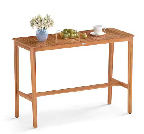 Otra vista de Mesa Alta de Acacia 54" Estilo Barra