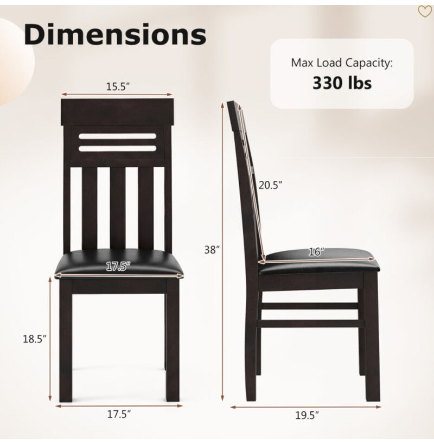 Otra vista de Juego de 4 Sillas de Comedor de Madera