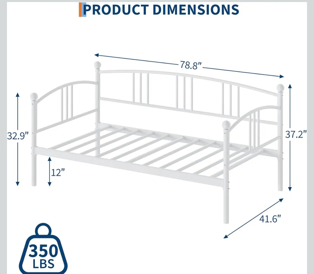 Otra vista de Cama Individual Moderna con Base Metálica