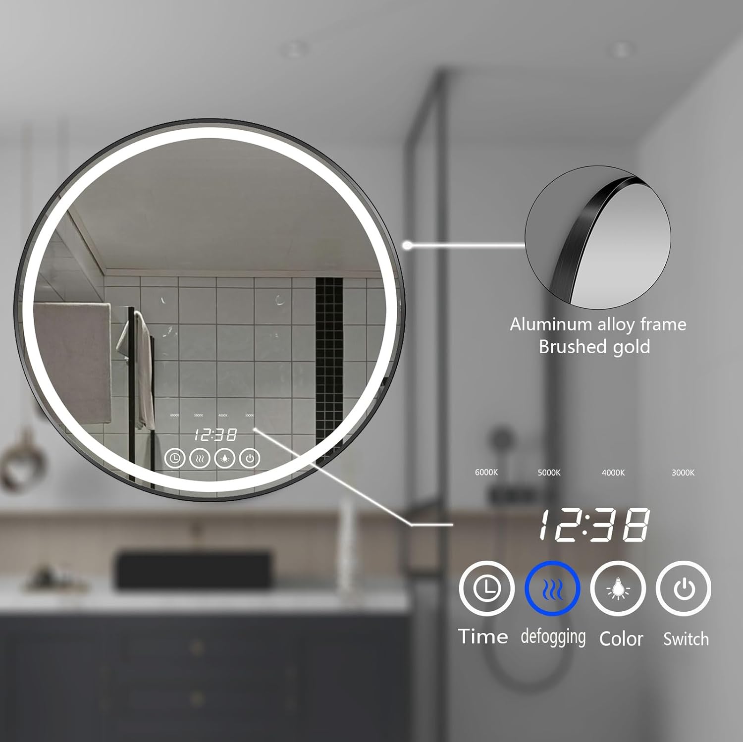 Otra vista de Espejo LED Inteligente Antivaho