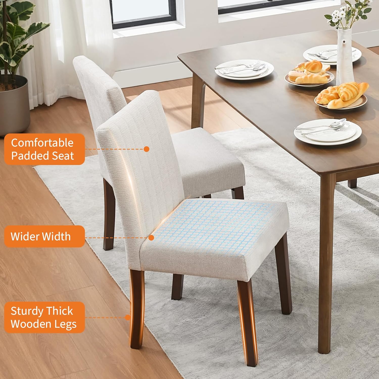 Otra vista de Set de 2 sillas de comedor tapizadas
