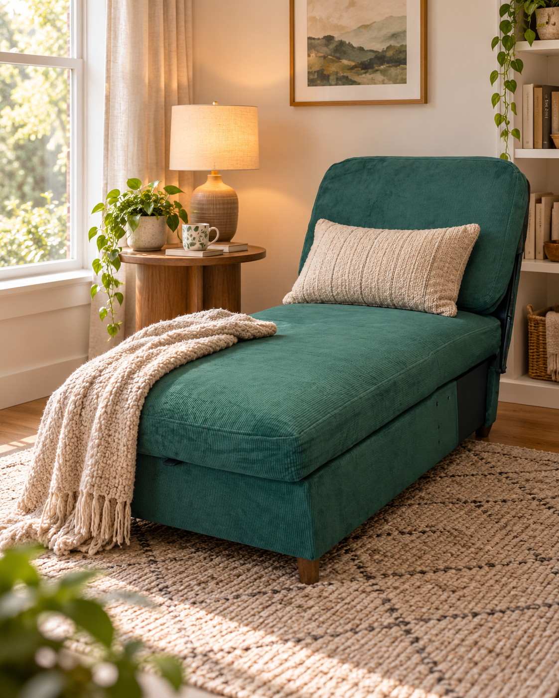 Otra vista de Módulo tipo chaise en pana verde