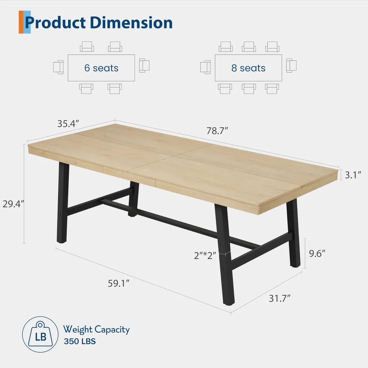 Otra vista de Mesa de comedor rectangular