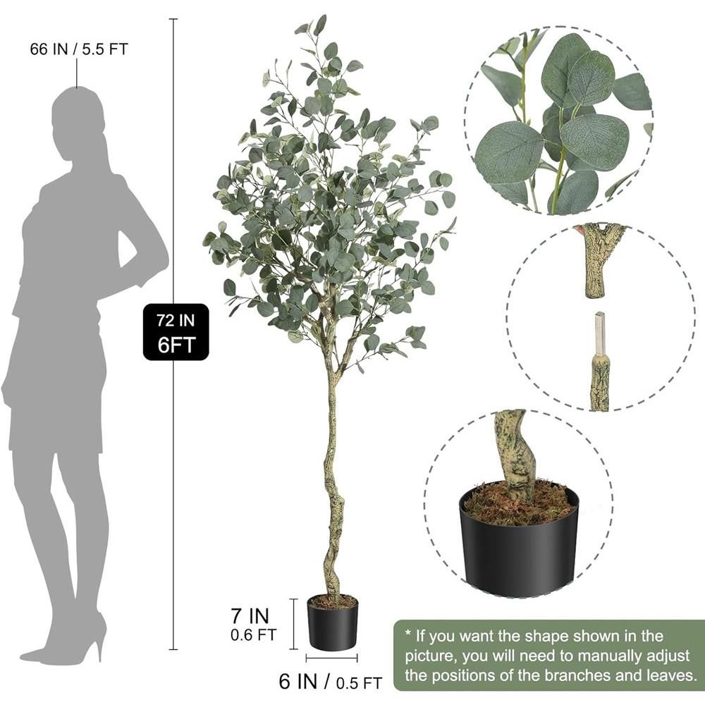Otra vista de Planta de árbol artificial Eucalipto 6FT alto